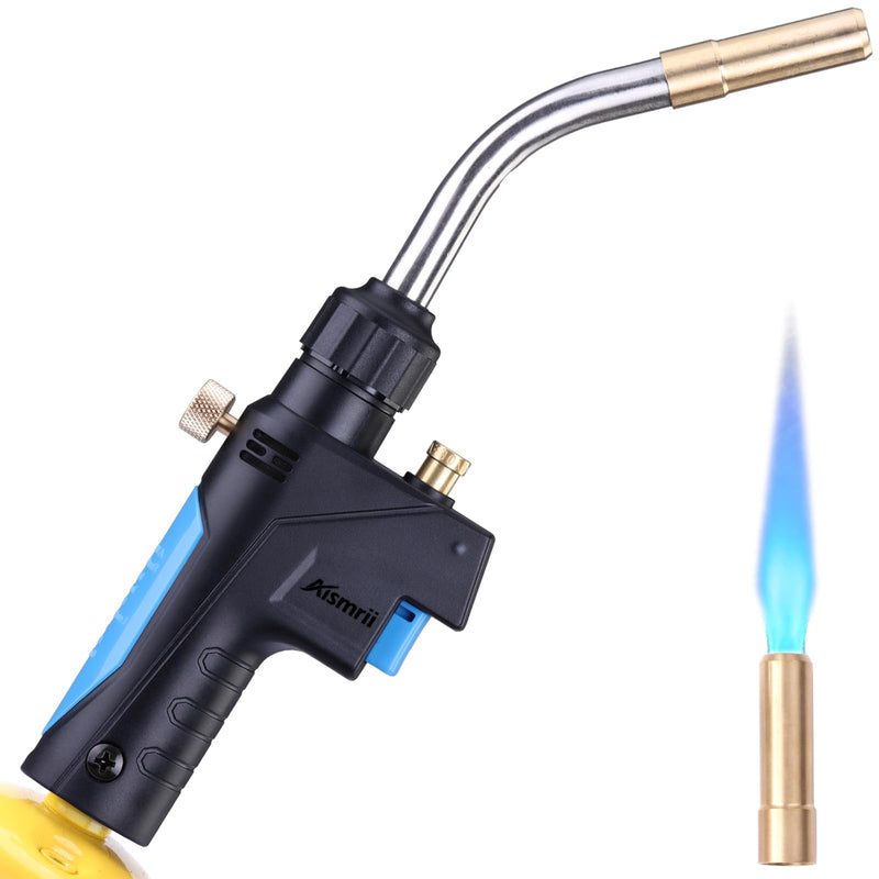 MAPP/MAP/PROPANE Gas Torch,Maximum Temperature 2372℉/1300℃ for Welding, Brazing, Soldering, Thawing, Grilling & More,Use Safe (Fits CGA600, 14.1oz Fuel) Black