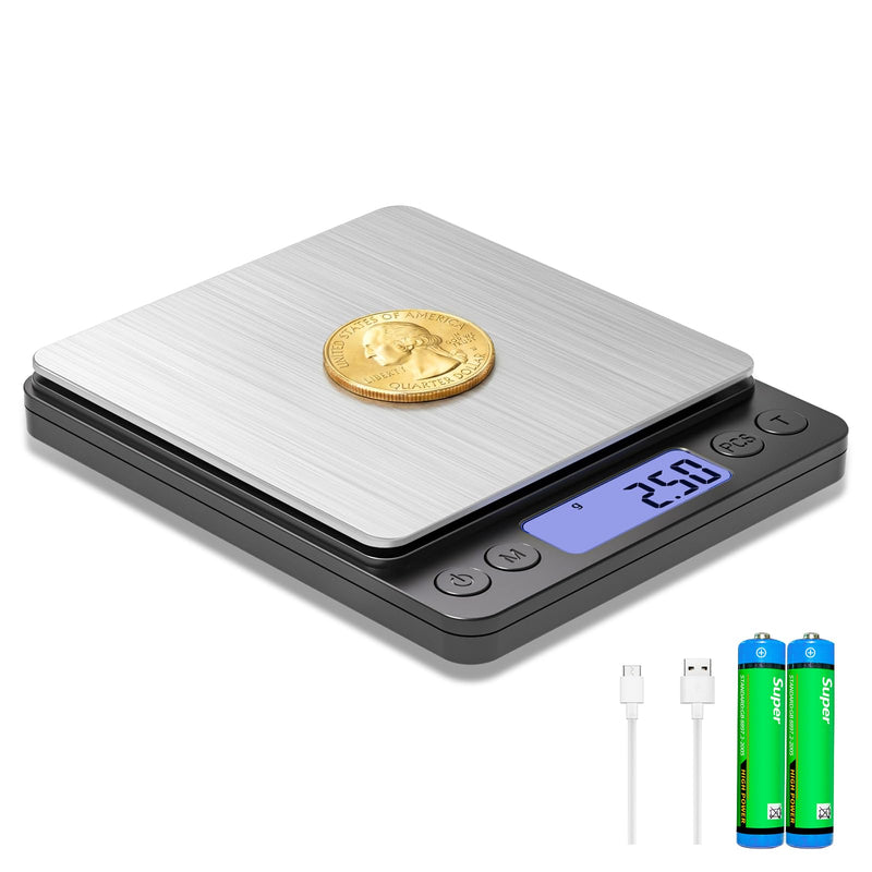 SKEAP Coin Scale to Weigh Coins, 1kg/0.01g High Accuracy Gram Scale for Coin Collectors, Gold and Jewelry, with USB Charging, LCD Display, PCS Counting, Includes Charging Cable and AAA Batteries Black,1kg /0.01g
