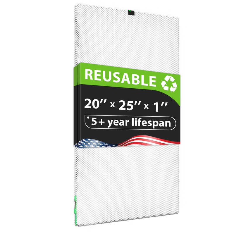 Reair 20x25x1 Air filter, Washable and Reusable Air Filter 20x25x1 for AC HVAC Furnace, MREV 8 Air Filters Machine Washable & Dryer Friendly, AC Furnace Air Filter 25" x 20" x 1" Standar Set(1Filter+1Frame)