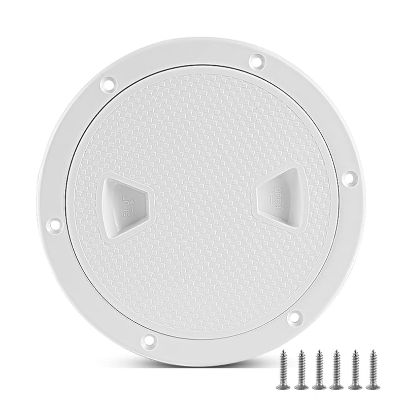 Boat-Ready White Round Non-Slip Inspection Hatches - Sizes 4", 6", 8" with Detachable Cover - ABS Plastic Screw Out Access Hatch Cover for Kayak, Yacht, Marine Accessories White 6 inch