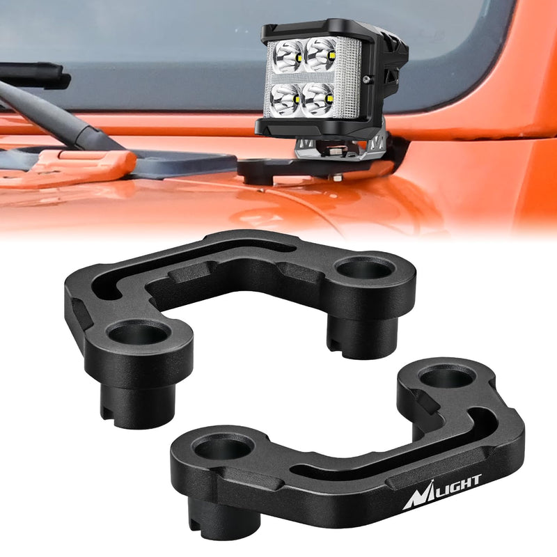 Nilight Light Mounting Bracket Hood Cowl Mount Brackets for Front A-Pillar Auxiliary Offroad LED Pod Light Work Lights on 2018-2023 Jeep Wrangler JL/JLU 2020-2023 Gladiator JT A-Pillar JL/JLU JT