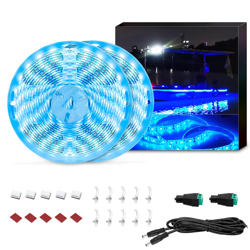 UCINNOVATE LED Boat Light, 32.8FT Marine Waterproof LED Strips, Boat Interior Light, Accent Light, Courtesy Interior Lights, Luminous Tubes, Fishing Night for Pontoon Fishing Yacht Kayak (12V, Blue) 10m