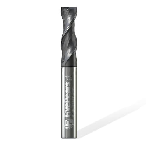 FivePears Up Cut Spiral Router Bit for CNC with Extreme Life Coated, 3/8" Cutting Diameter, 1-1/4" Cutting Length, 3/8 inch Shank Carbide End Mill for Wood Carving Engraving Grinding Grooving … 3/8" Dia - 1-1/4" CL - 3/8" Shank