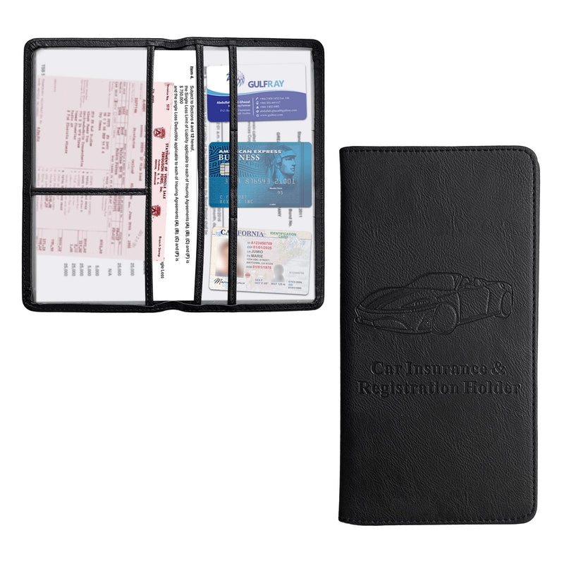 Kewucn Car Registration and Insurance Holder, Leather Auto Glove Box Organizer with Magnetic Shut, Vehicle Compartment Accessories Case for Cards, Driver License & Essential Documents Large-Black-1