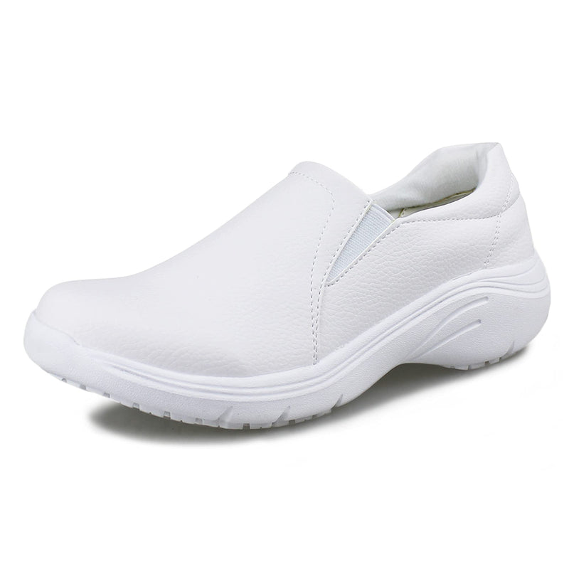 Hawkwell Women's Slip On Lightweight Slip Resistant Comfort Nursing Shoes 7 White/Casey