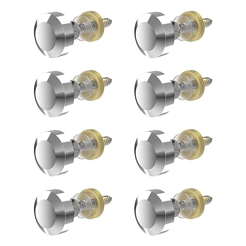 8 PCS 20mm Mirror Screws, Beveled Silver Lid, Bright Silver