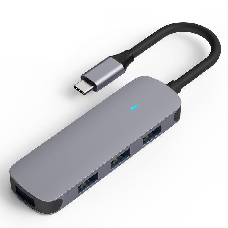 USB-C to USB 3.0 Hub 4-Port by MMOBIEL – 4-in-1 USB-A Splitter Adapter, 5Gbps High-Speed Data Transfer, Compact Aluminum Hub – Compatible with MacBook, iPad Pro, Dell, Samsung, USB-C Laptops & Tablets USB-C to 4-Port USB-A Hub