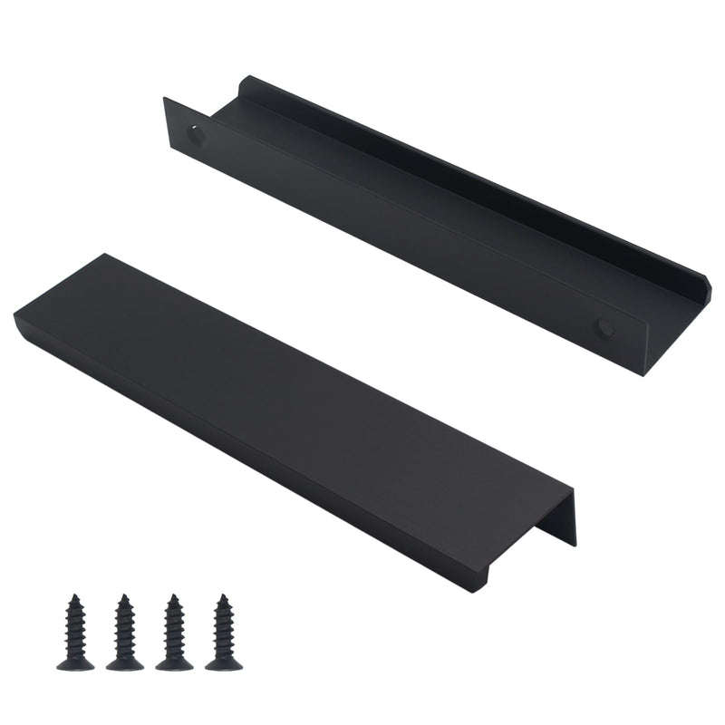 30 Pack Modern Kitchen Cabinet Handles, Black Finger Pulls for Cabinets 5.9inch/150mm Length, Matte Black Edge Cabinet Pulls, Drawer Tabs Pull Hardware Concealed Tab Handle Black-30Pack 5.9in(150mm) Overall Length