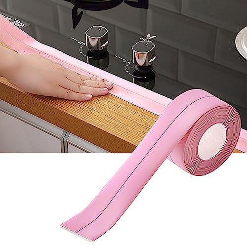 PVC Self Adhesive Caulk Strip for Bathroom Waterproof Sealing and Decoration,Bath & Kitchen Caulk Tape Sealant Strip,Waterproof, Durable, Easy Installation, Wide Application (Pink), Caulk Strip B pink