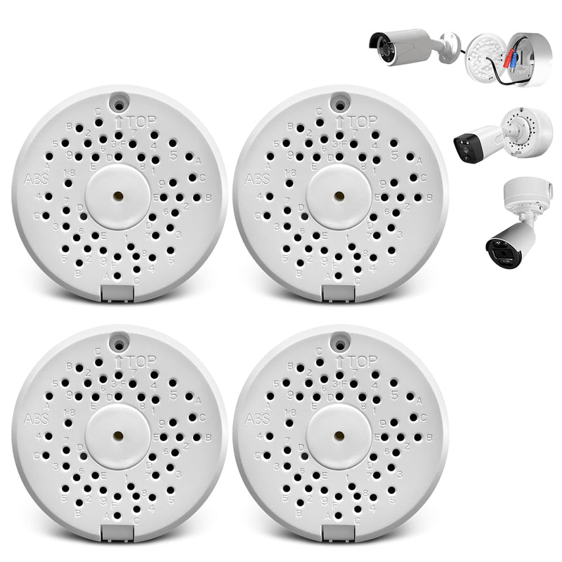(ABS New) Security Camera Junction Box,Security Camera Bracket Outdoor,Plastic Waterproof Security Camera Mount Hide Cable Junction Box for Arlo Solar Panel Flip Cover Cable Cover White 4 Packs