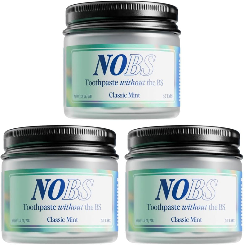 NOBS (No Bad Stuff) Toothpaste Tablets - Nano Hydroxyapatite, Fluoride & Plastic Free, Eco & Travel Friendly - Remineralize with NHA (3 Month)