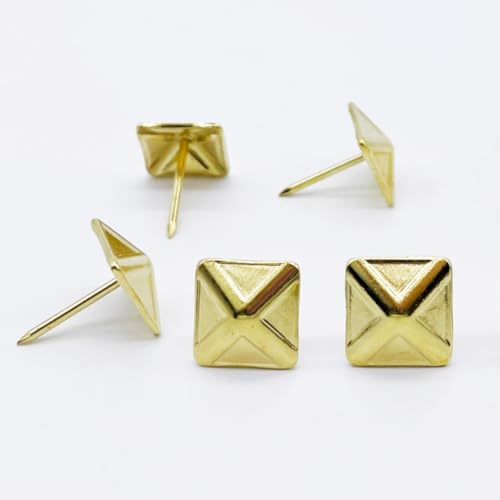 200PCS D14mm Square Upholstery Tacks Brown,Furniture Thumb Tacks Golden Gloden Square Tack