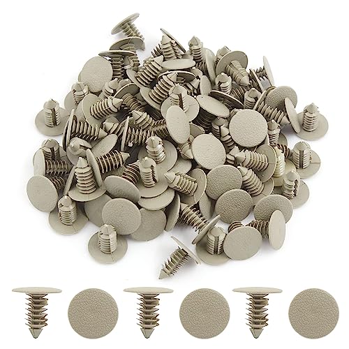 100Pcs 9mm Khaki Plastic Door Fender Bumper Push Rivets Clip for Auto Car