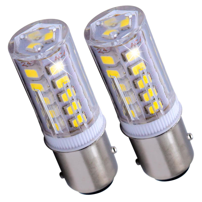 HQRP 2-Pack BAY15d LED Light Bulb Replacement for Ancor Marine Bulb 529340 529341 521158 521162 521166 529344 Double Contact Index Base, 33LED SMD2835 Cool White 12-24V DC Marine Navigation