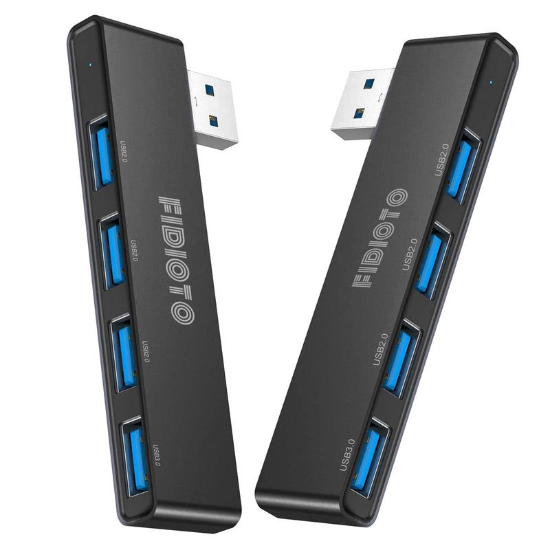 USB Hub 2Pack, Fidioto 4 Port Network-Hub(1 * 3.0 Hub, 3 * 2.0 Hub), USB Expander Hub for Laptop, iMac Pro, MacBook Air, Mac mini/Pro, Surface Pro, Notebook PC, USB Flash Drives and Mobile HDD Etc. 4in1-Right&left-Black