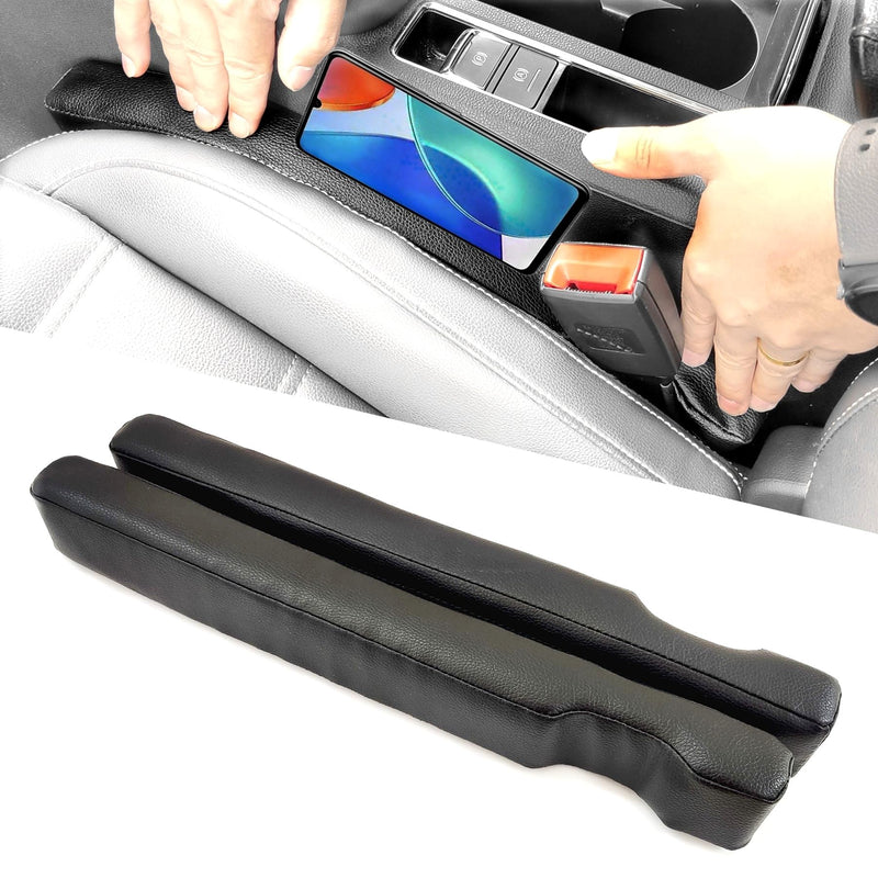 [AUSTRALIA] - Leather Car Seat Gap Filler, 2 Pack Universal Gap Stopper/Catcher to Fill The Gap Between Seat and Console Black Car Crevice Blocker Space Pad