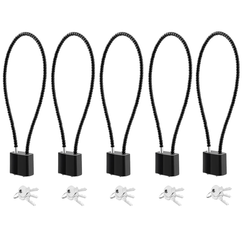 DELSWIN Cable Gun Locks with Keys - 15" Keyed Cable Gun Lock Heavy Duty Helmet Lock Charcoal Black-5P 5