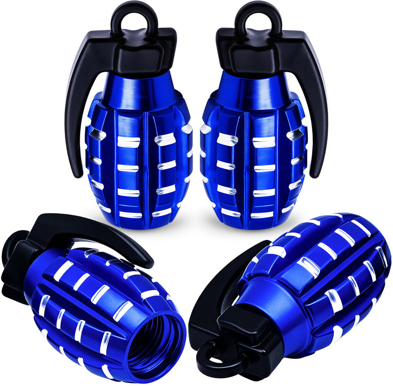4 PCS Tire Valve Stem Caps, Aluminium Alloy Tire Valve Stem Covers Universal for Cars,Trucks, SUV, Motorcycles, Bike and Bicycles (Blue) 4 pcs Blue