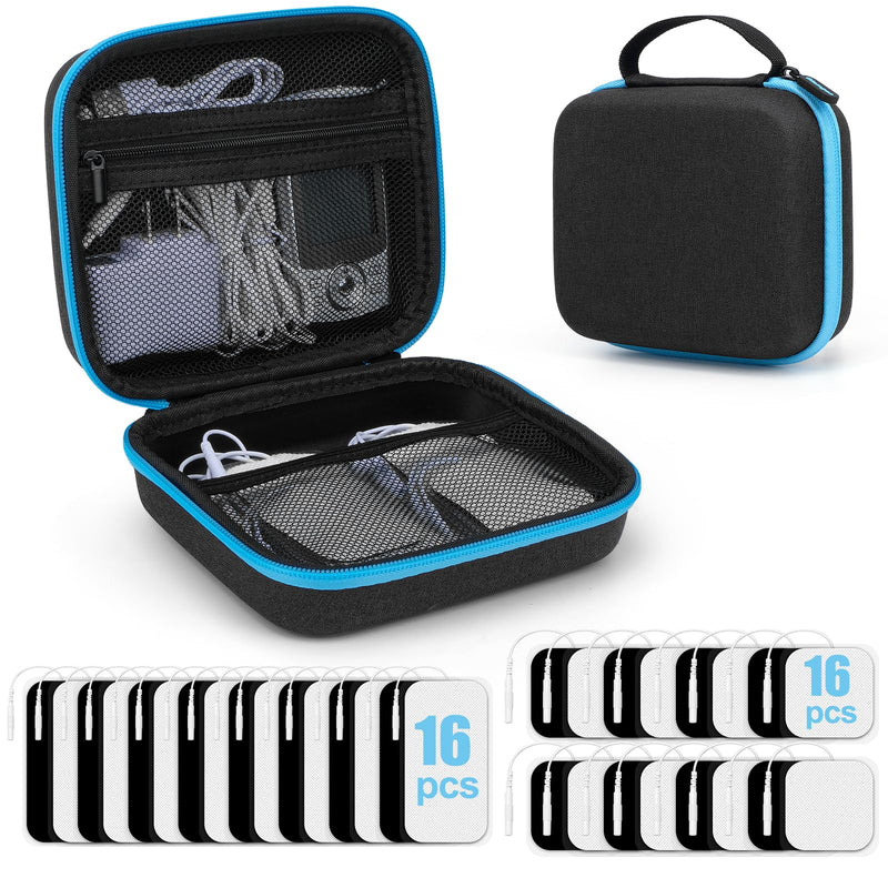 Tens Unit Electrode Pads with Carry Case, 32 PCS 2" and 2"x4" Tens Unit Replacement Pads with Upgraded Self-Stick Performance for Electrotherapy, Compatible with AUVON TENS, TENS 7000, Etekcity