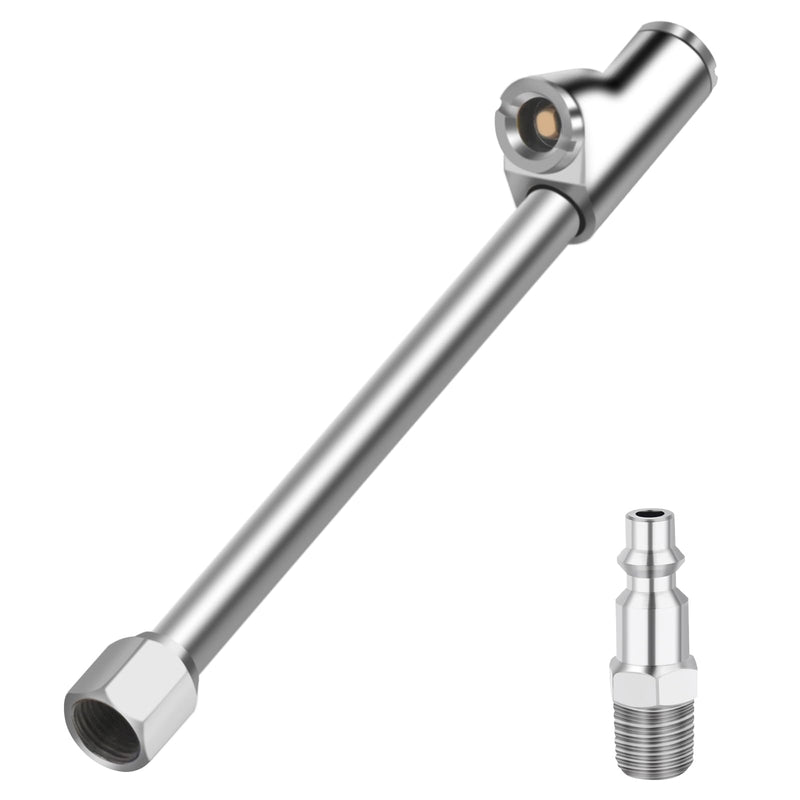 1/4" FNPT Dual Head Air Chuck, 2-Way Connection Closed Tire Chuck, Tire Air Fill Kit for Tire Inflator Gauge and Air Compressor Accessories 1 PACK SILVER