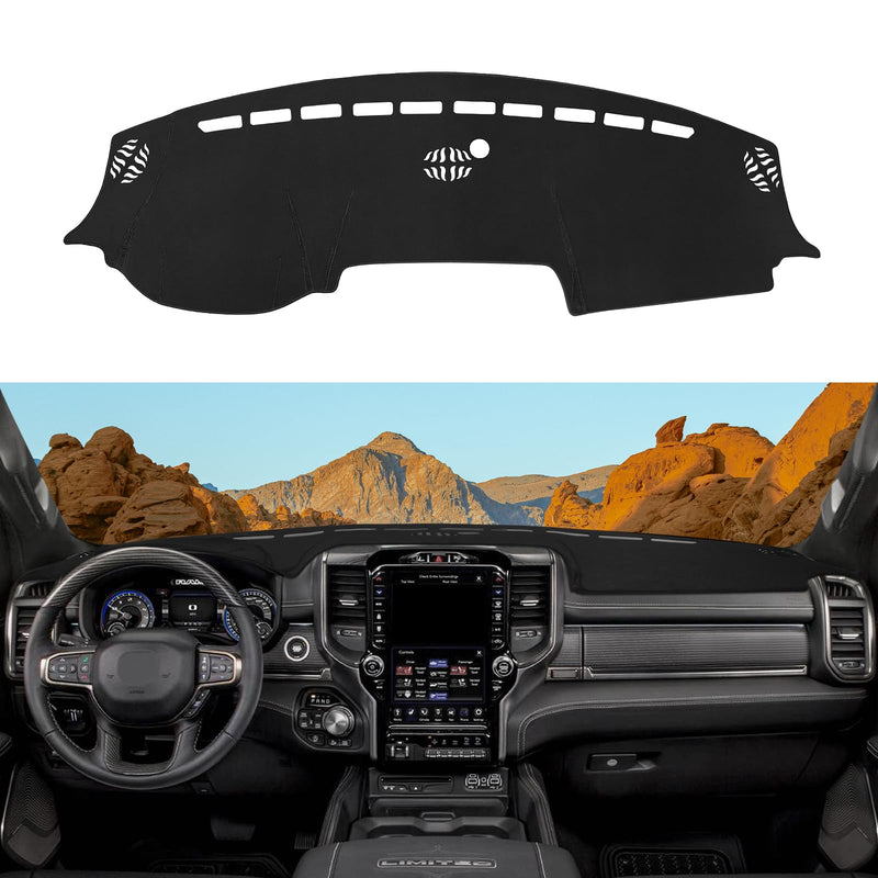 Dashboard Cover Mat Custom Fit for 2019-2023 2024 2025 2026 Dodge Ram 1500 2500 3500 Dash Cover Nonslip Flannel Dash Mat Protector Sunshade No Glare Black 2019-2025 2026 Dodge Ram 1500 2500 3500