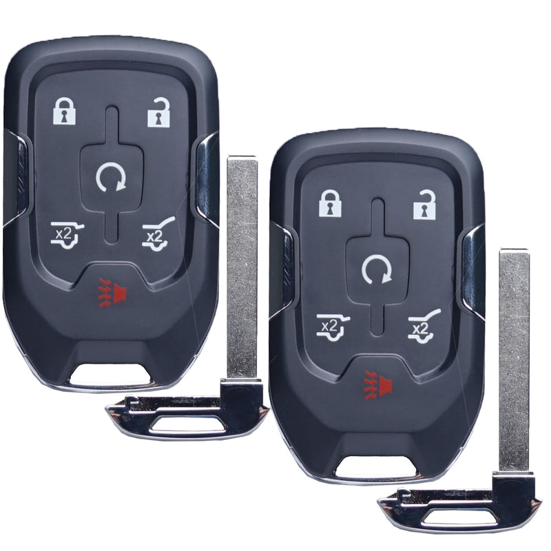 Car Key Fob Replacement Fits for Chevy Suburban Tahoe GMC Yukon/Yukon XL Denali 2015- 2020 Push Start 6 Buttons Smart Keyless Entry Remote Start Control ‎13580804 Set of Two HYQ1AA 13508280