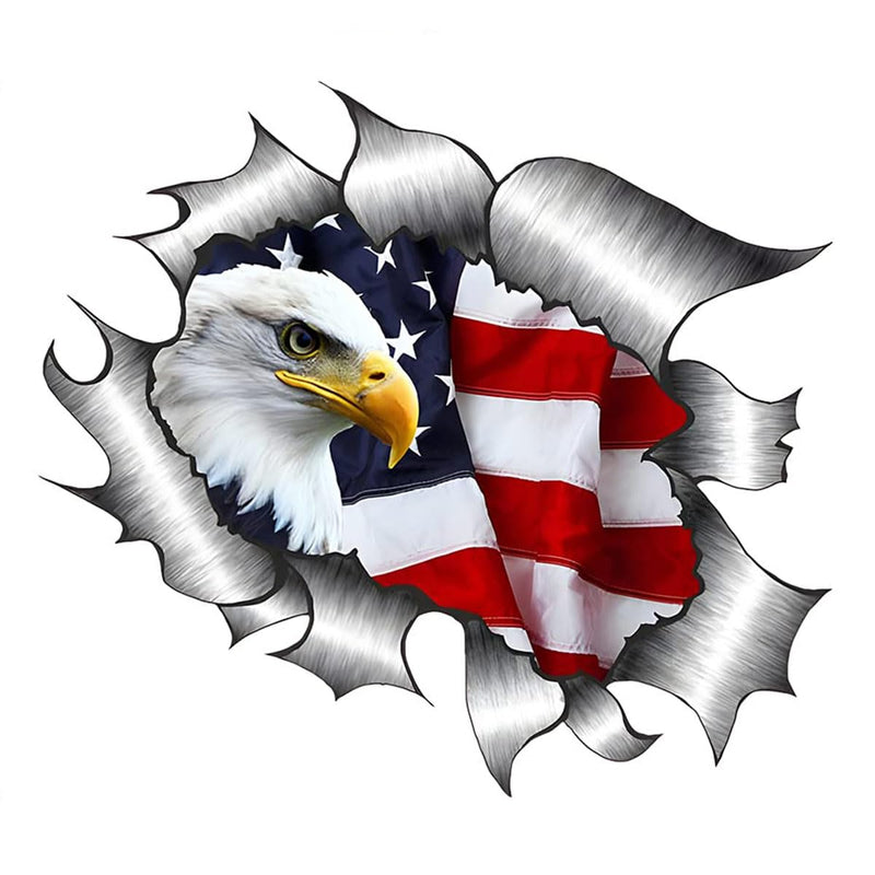 2 Pack American Bald Eagle Car Decal Sticker, 5.91X5.51 Inch Patriotic Eagle Truck Decal Waterproof Bumper Sticker for Car Truck Trailer SUV Van Outdoor Window Wall Laptop Tablet Glass (Number 3) Number 3