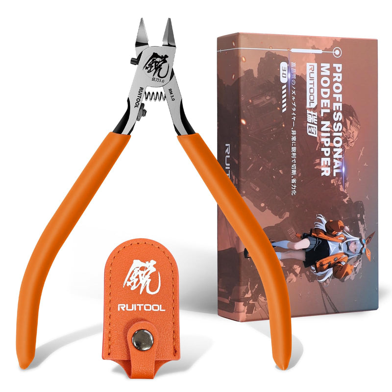 RUITOOL Model Nippers, Gundam Model Tools for Advancers to Repair and Fix Plastic Models, Ultra-thin Single Blade Gunpla Nipper, Non-slip Grip 4.7 Inch Sprue Cutter for Plastic Model Building Orange