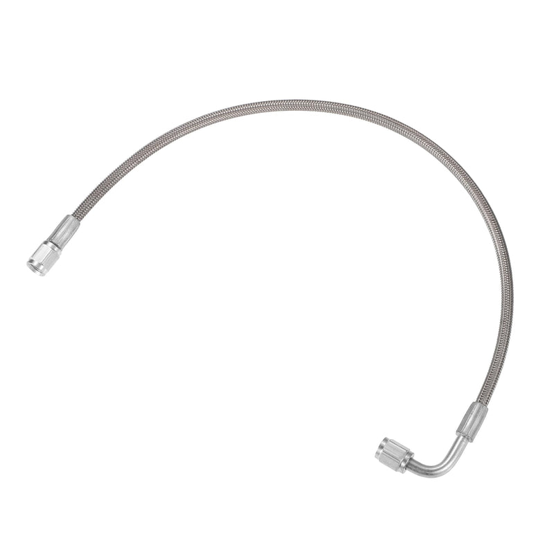 AN3 Braided Steel Turbo Oil Feed Line 90 Degree to Straight Hose End, 18" Remote Turbocharger Oil Drain Return Line Universal for Car Durable Stainless Steel PTFE Silver Tone 18 Inch