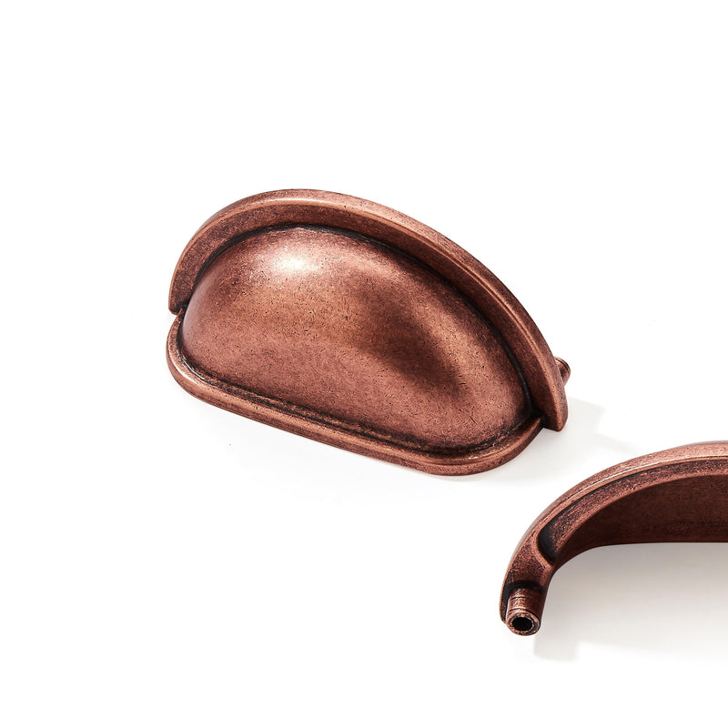 khtumeware 10 Pack 3" Vintage Drawer Pulls Antique Copper Cabinet Cup Pulls Kitchen Hardware Cabinet Handles Drawer Handles Knobs 3 inch Hole Center