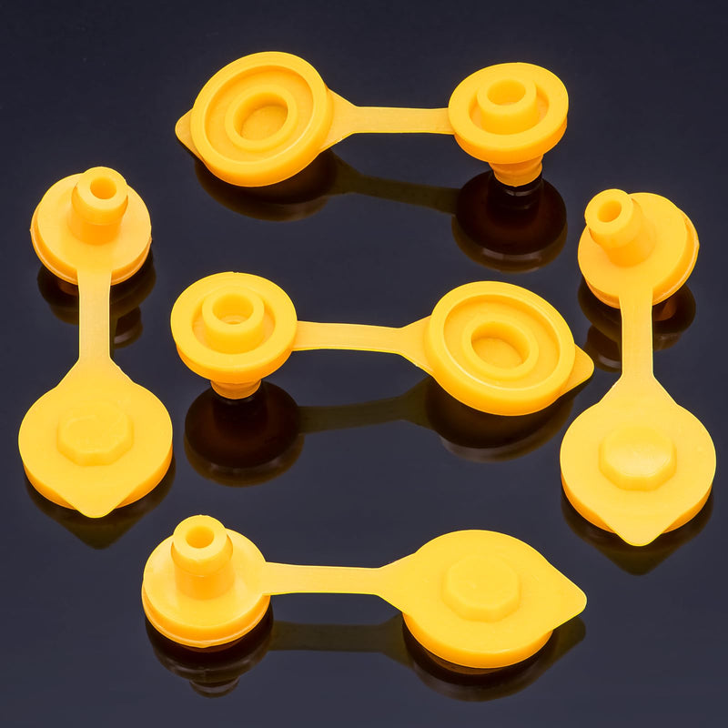5 PCS Universal Can Vent Cap, Yellow Gas Can Vent Cap Replacement Flexible Pour Nozzle Gasket Stopper Compatible for Most Cans 5 x Yellow Spout Caps Top Hat