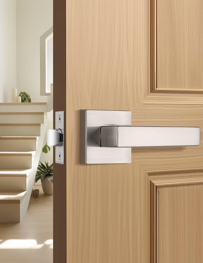 Tinewa Brushed Nickel Passage Door Lever Interior Door Handle, Heavy Duty Closet Hallway Door Handle Set,1 Pack 1 Pack Passage Door Lever - Brushed Nickel