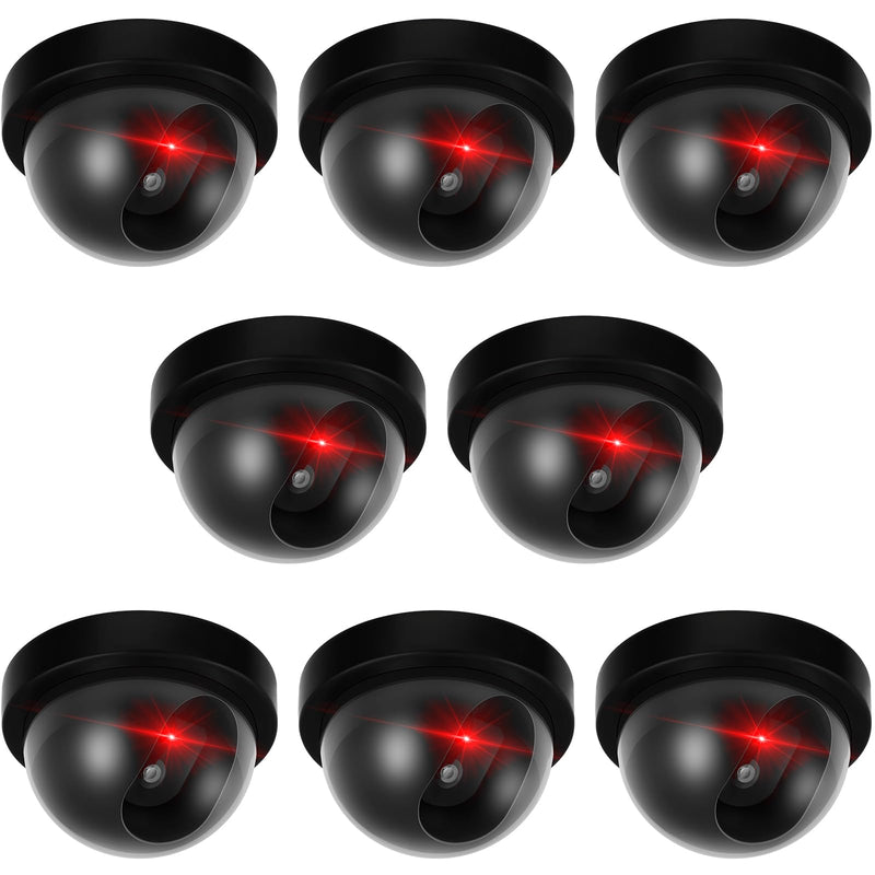 Kanayu 8 Pack Dummy Fake Camera CCTV Dome Fake Security with Flashing Red LED Light Wireless Surveillance Dummy CCTV for Outside Decoy Camera with Screws Tape for Indoor Outdoor Home(Black) Black