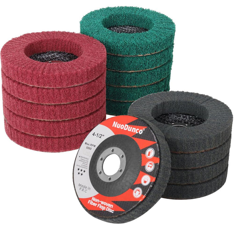 15Pcs 180# 320# 600# Scour Flap Disc 4 1/2 Inch Angle Grinder Attachment for Metal & Wood Scouring Pads Polishing Wheel Sanding Disc Paint Rust Remover Green/Maroon/Gray 180/320/600 Grit - 15Pcs