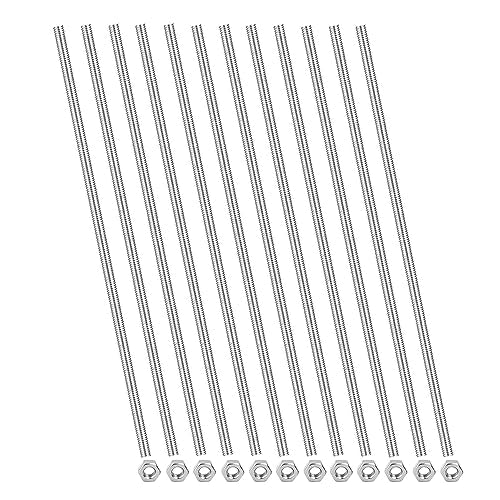 24 Pack M5×250mm Length Threaded Rods with Hex Nuts,12Pcs M5×250mm 304 Stainless Steel Fully All Threaded Rod(M5-0.8 Thread Pitch),12Pcs Hex Nuts for Hangers,U-Bolts and Clamps.