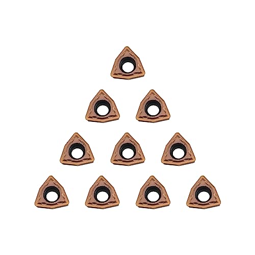 Carbide Turning Inserts WCMT050304 WCMT2.52 TiN Coated Carbide Inserts for Lathe Turning Tool CNC Lathe Turning Tool Holder Indexable Inserts for Steel Metal Machining, 10 Pieces