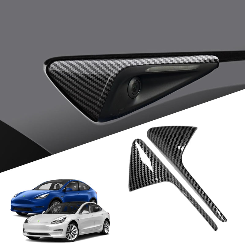 YHCDSEA for 2025 2024 Tesla Model 3/Y HW4.0 Side Camera Protection Cover Decoration Accessories fit for Tesla Model 3/Y with HW4.0 (HW4.0-Glossy Carbon Fiber Pattern) HW4.0-Glossy Carbon Fiber Pattern