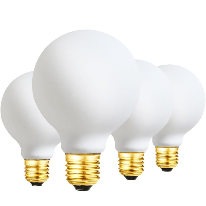 G25 LED Light Bulb E26 Base Matt Opal Porcelain Soft White 3000K Dimmable Edison 6W Led Globe Bulb,600LM,60 Watt Equivalent,Outside Frosted Glass,G80 Vintage LED Edison Globe Light Bulb,4 Pack.