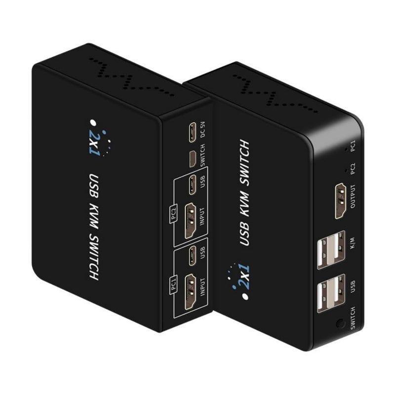 Replacement USB HDMI KVM Switch 2 in 1 Out Compatible 2 Way HDMI2.0 Laptop Host Shared USB Keyboard Mouse Monitor with 2 Hubs AV Selector Switch Box 4K60HZ 3840@2160