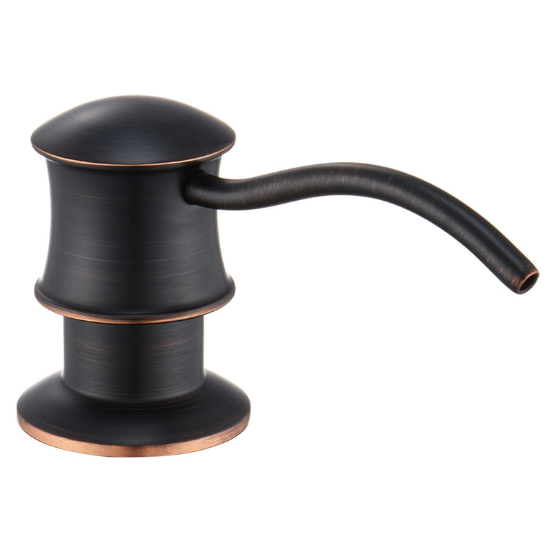 Built in Soap Dispenser for Kitchen Sink Countertop, Solid Brass Pump Head Long Spout with 10.2 Ounce PET Food Safe Material Lotion Bottle, Oil Rubber Bronze Finish Orb