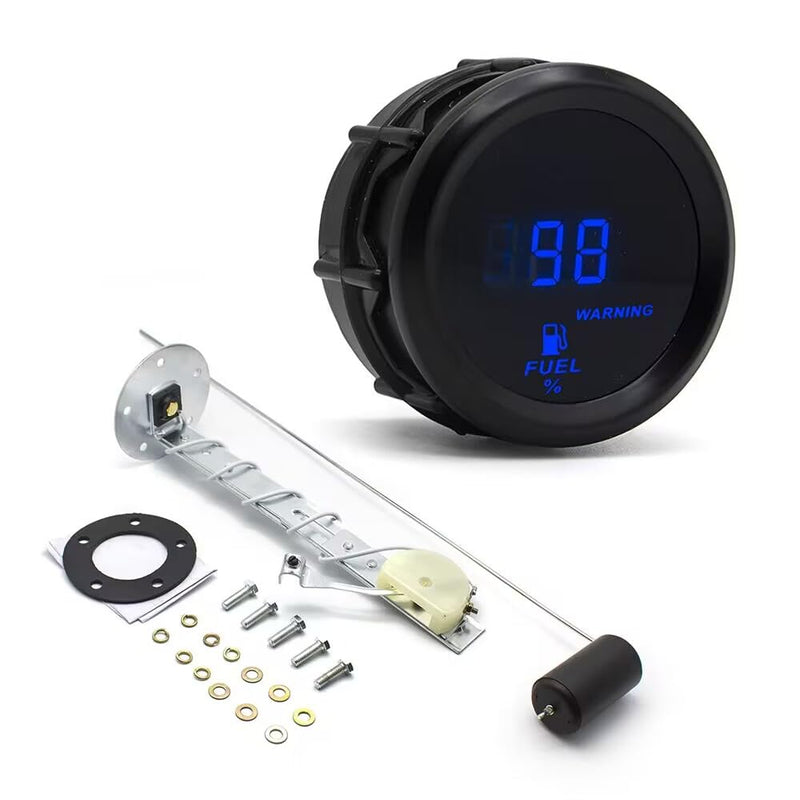 2 Inches 52mm Car Fuel Level Digital Gauge Automobile Blue Backlight Universal Meter (Fuel Gauge with Sensor) Fuel Gauge With Sensor