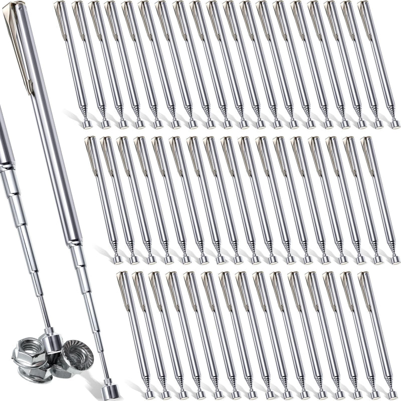 Patelai 48 Pieces Telescoping Magnetic Pick up Tool Grabbers Reacher Tools with Pocket Clip 25 Inch Telescopic Retrieving Magnet Gift for Man, Father, Mechanic, Handyman, Husband (Silver) Silver