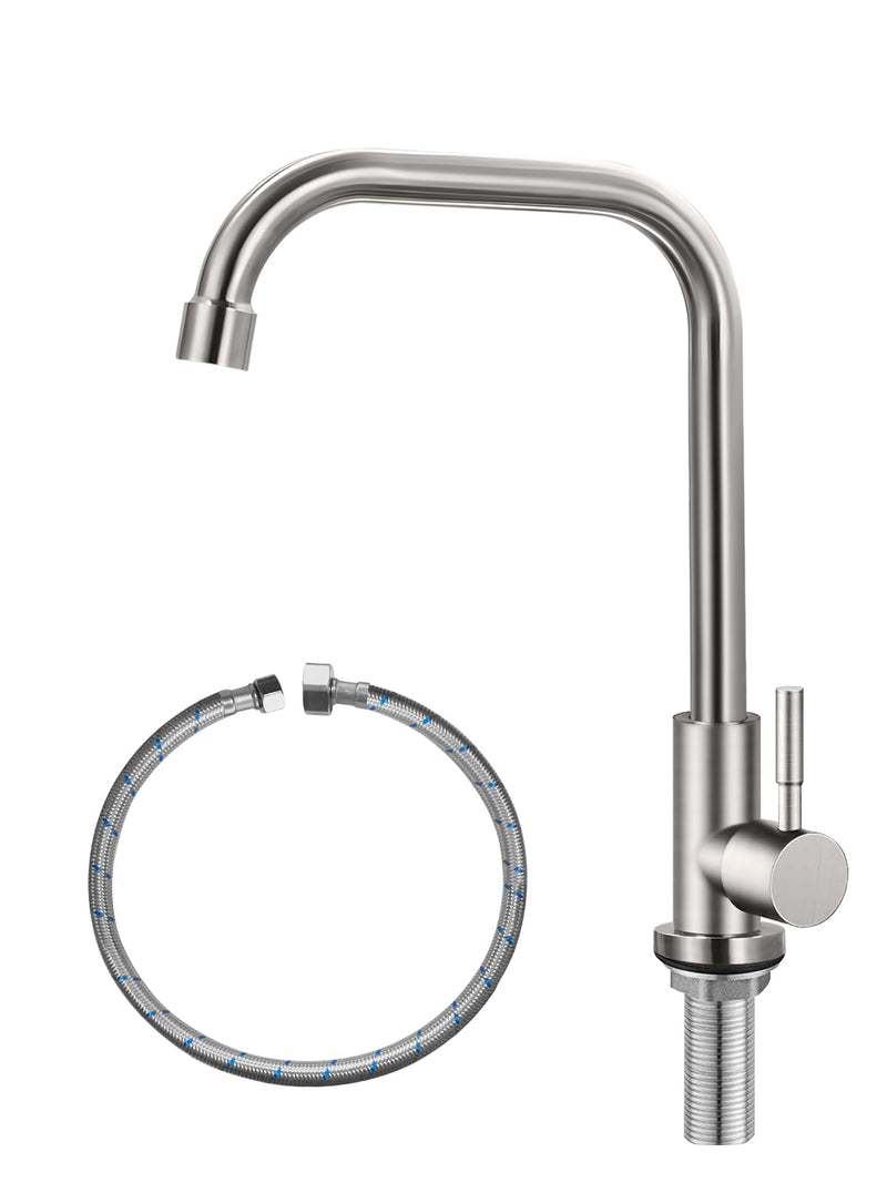 Cold Only Water Faucet Single Hole Kitchen Sink Faucet SUS304 Stainless Steel Brushed Nickel