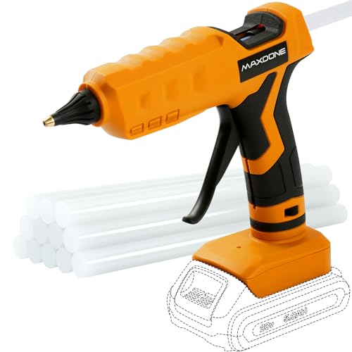 100W Cordless Hot Glue Gun for DeWalt 20V MAX Battery (Tool Only) Wireless Power Glue Gun Full Size with 12pcs Glue Sticks(0.43")(11mm) for Art DIY Craft Home Repair School(Battery Not Included) 100w glue gun for Dewalt