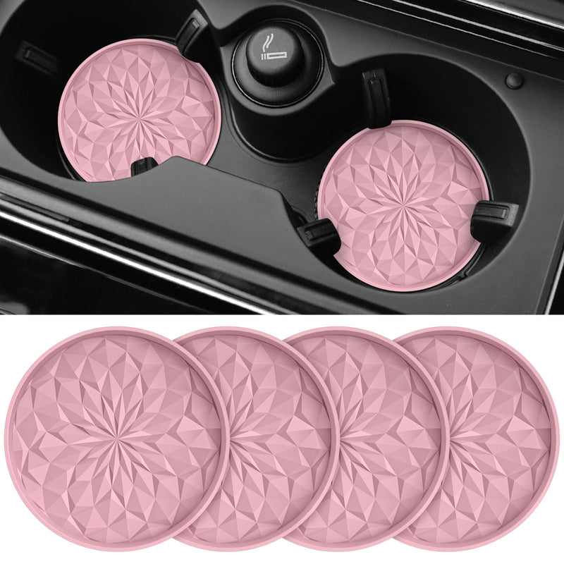 ME.FAN Car Coasters for Cup Holders [4 Pack] - 2.75In Silicone Auto Mug Mats - Universal Non-Slip Recessed Car Interior AccessoriesDusty Rose 4 Pack-dusty Rose