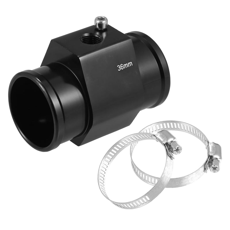 X AUTOHAUX 1 Set 36mm Universal Aluminum Water Temp Temperature Joint Pipe Sensor Gauge Radiator Hose Adapter with Hose Clamps