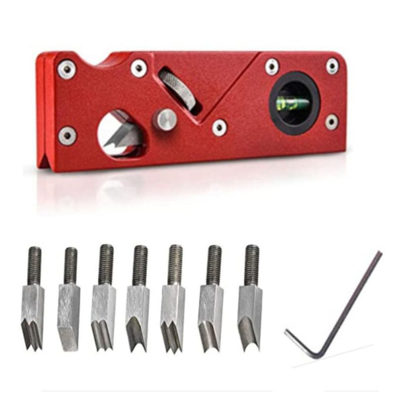 szhdxsy, Wood Planar carpenter's edge trimming tool, suitable for manual chamfering and planing of wood quick trimming,for Quick Edge Trimming and Chamfering,red(Combination upgrade-7 Cutter Heads) A180