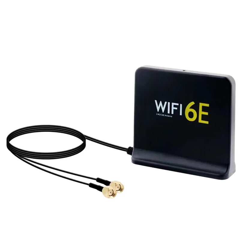 High Gain 12dBi WiFi 6E Antenna with Magnetic Base – Tri-Band 2.4GHz/5.8GHz/6GHz, 3FT RG174 Cable, RP-SMA Connector for Enhanced Signal on Desktop PCs and WiFi Routers Black