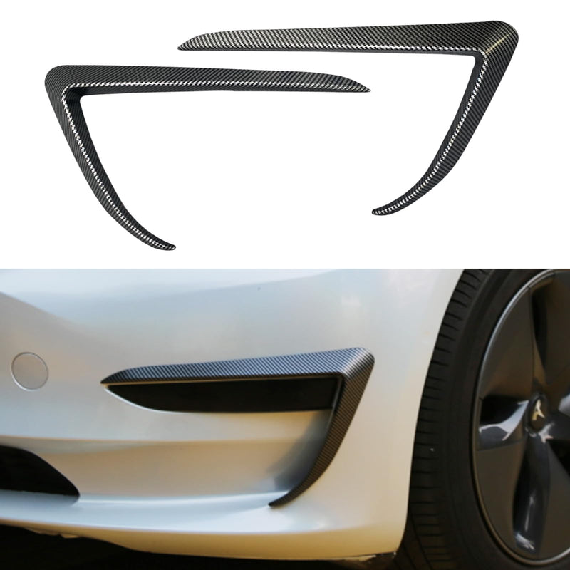 Model 3 Front Fog Light Trim Cover Carbon Fiber Fog Light Cover for Tesla Model 3 2019-2023 Eyebrow Spoiler Accessories Fog Lamp Frame Blade Trim (Matte Carbon Fiber) Matte Carbon Fiber
