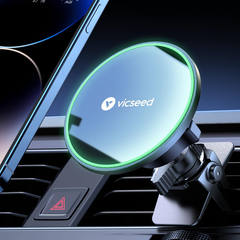VICSEED for MagSafe Car Mount [Upgraded Strongest Magnet Power] Magnetic Phone Holder for Car Vent 360 Adjustable Magnetic Car Phone Holder Mount for iPhone 16 Pro Max 15 14 13 12 Plus Mini Fashion Black